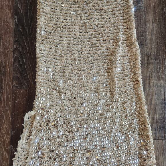 Retrofete Marie Crochet Maxi Dress in Gold Cream Size M/L NWT Sleeveless - Picture 9 of 13